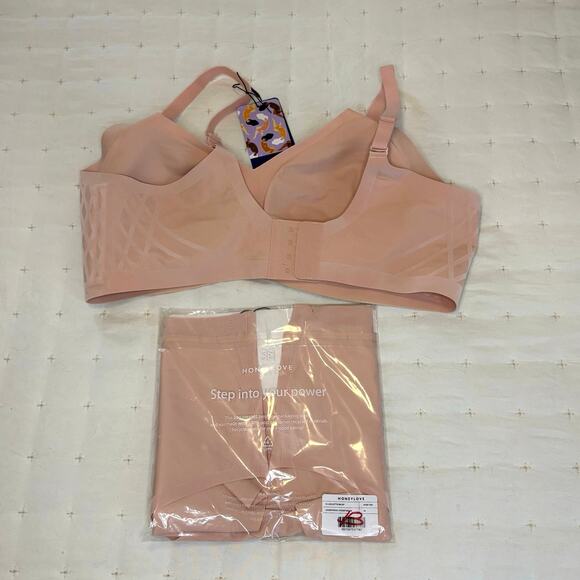 Honeylove  Silhouette Bra/Brief Set Blush Size XL 38 D/DD Wireless Support NWT - Picture 5 of 7